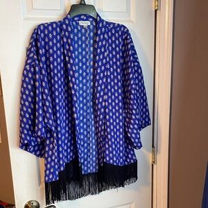 Olsenboye Vibrant Blue Patterned Kimono